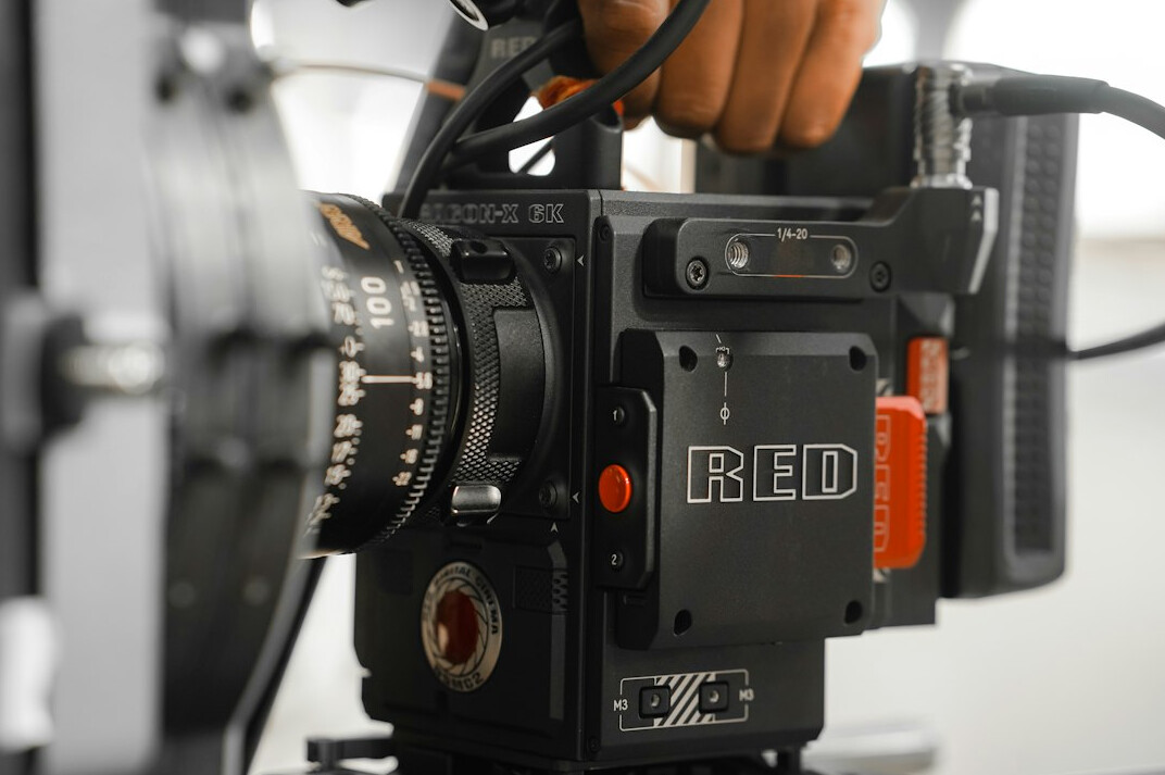 Empty television studio with cameras set up before a live broadcast
